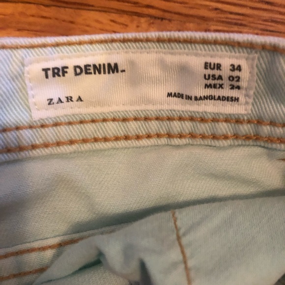 Zara Turquoise Denim Shorts - Picture 2 of 4